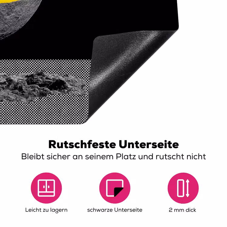 Maan - Geel - Roze - Zwart Inductie beschermer vinyl 3mm klein -zzzzzzz-lf-onderkant