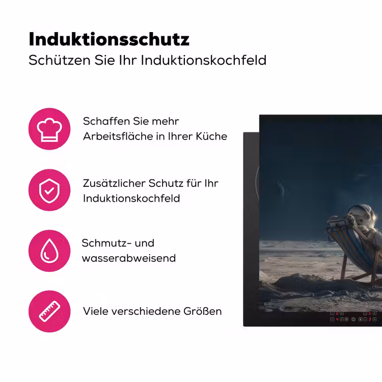 Maan - Kat - Astronaut - Ruimte Inductie beschermer vinyl 3mm klein -zzzzzzz-lf-ups