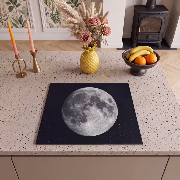 Herdabdeckplatte - Mond – Sterne – Weltraum - Maan - Sterren - Ruimte Inductie beschermer vinyl 3mm middel