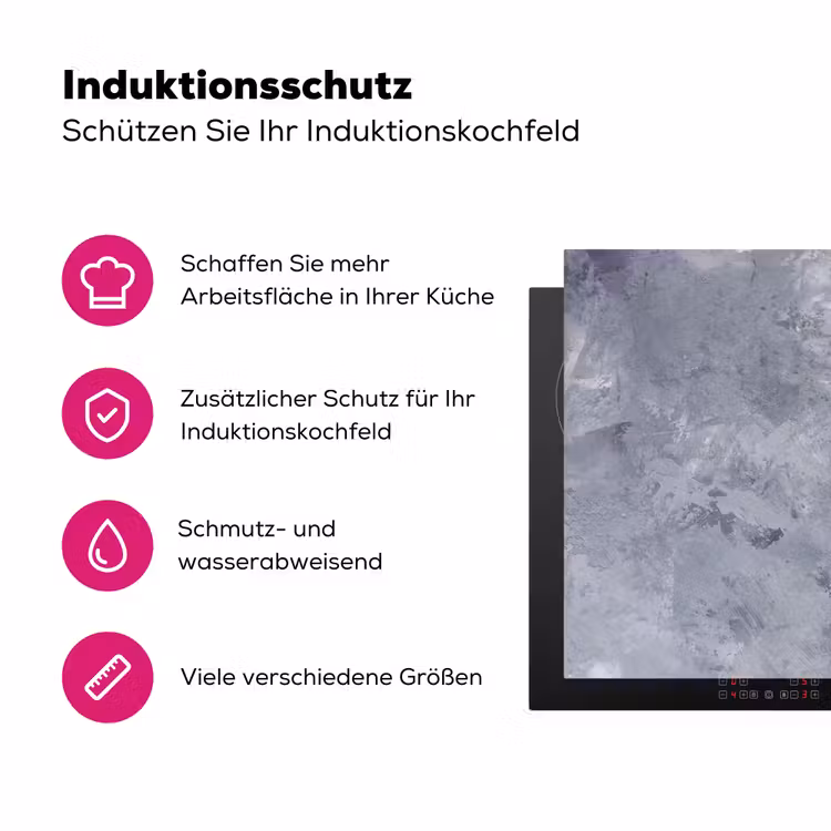 Gewolkt Grijs Tableau Inductie beschermer vinyl 3mm klein -zzzzzzz-lf-ups