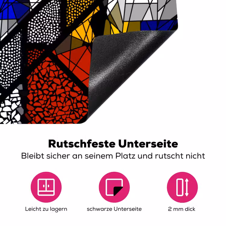 Mondriaan - Glas in lood - Oude Meesters - Kunstwerk - Abstract - Schilderij Inductie beschermer vinyl 3mm klein -zzzzzzz-lf-onderkant
