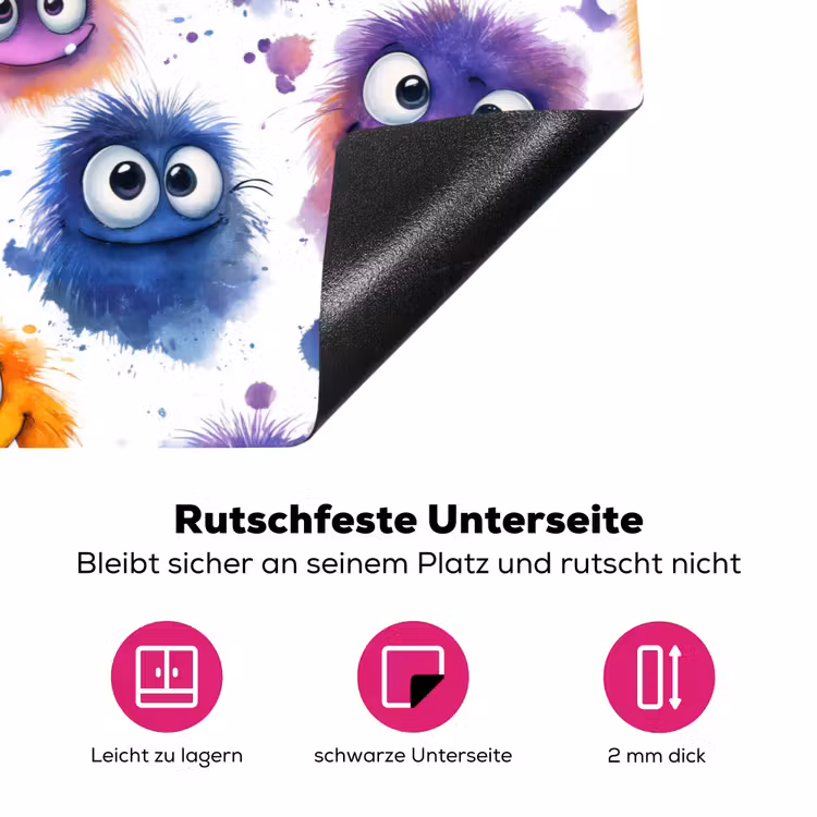 Monstertjes - Aquarel - Kleurrijk Inductie beschermer vinyl 3mm klein 276 -zzzzzzz-lf-onderkant