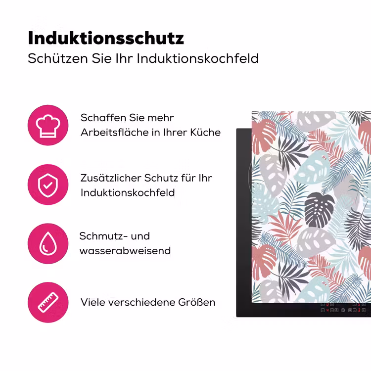 Monstera - Pastel - Bladeren - Tropical Inductie beschermer vinyl 3mm middel -zzzzzzz-lf-ups