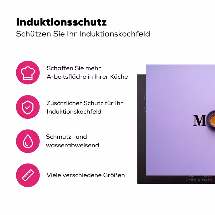 Maandag - Mok - Koffie - Paars Inductie beschermer vinyl 3mm klein -zzzzzzz-lf-ups