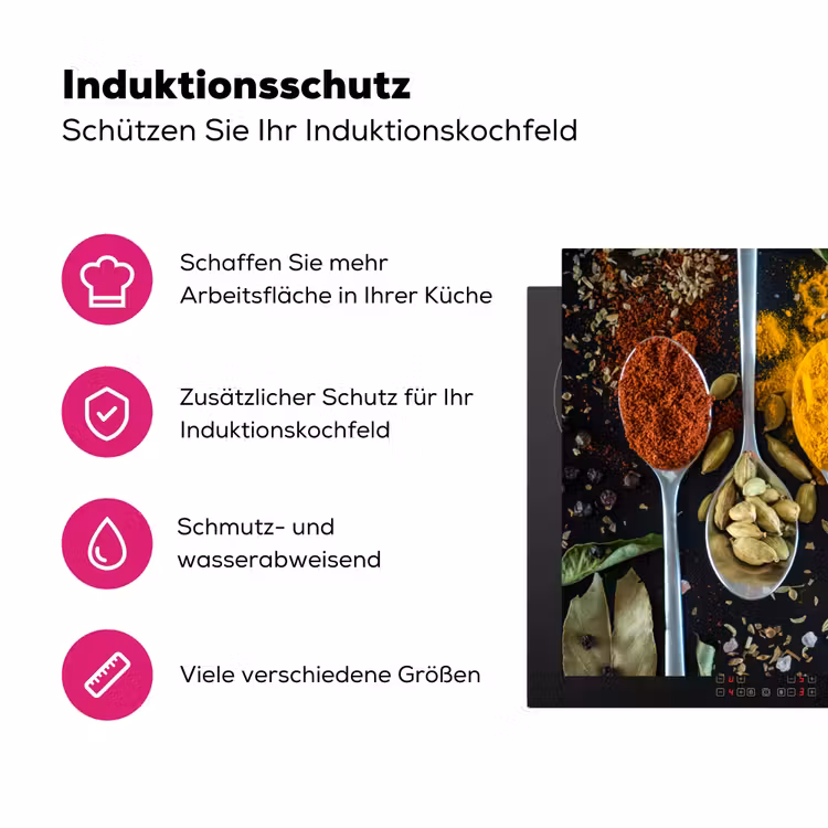 Mozaïek van Kruiden en Specerijen Inductie beschermer vinyl 3mm klein -zzzzzzz-lf-ups