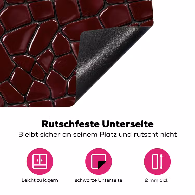 Mozaïek - Tegel - Bordeauxrood Inductie beschermer vinyl 3mm klein 276 -zzzzzzz-lf-onderkant