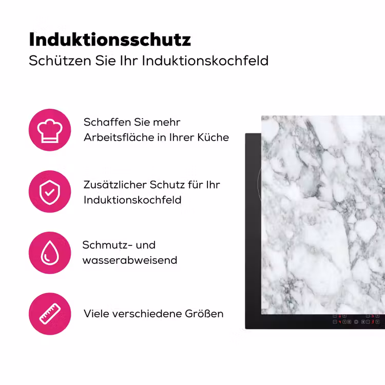 Mozaïek - Marmer - Wit - Onregelmatig Inductie beschermer vinyl 3mm klein 276 -zzzzzzz-lf-ups