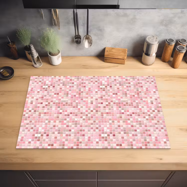 Mozaïek - Patroon - Roze Inductie beschermer vinyl 3mm klein 276 -sfeer5