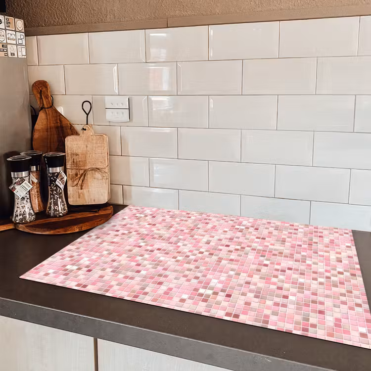 Mozaïek - Patroon - Roze Inductie beschermer vinyl 3mm klein 276 -sfeer3