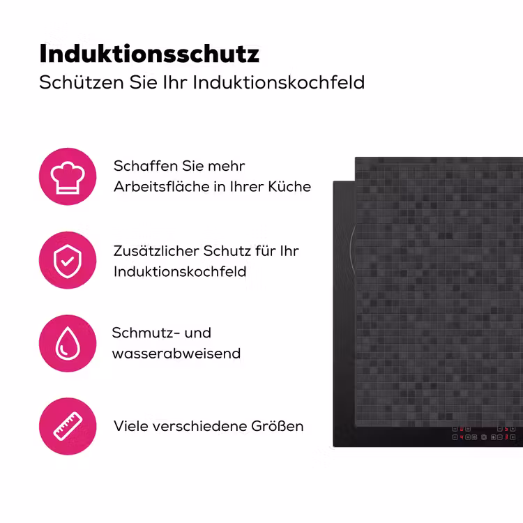 Mozaïek - Patroon - Zwart Inductie beschermer vinyl 3mm klein 276 -zzzzzzz-lf-ups