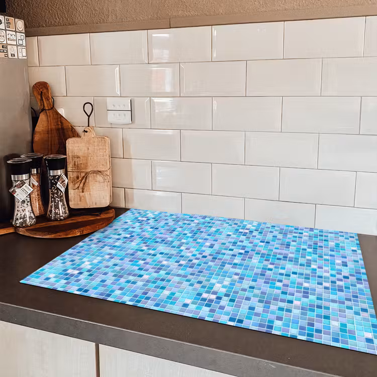 Mozaïek - Patroon - Turquoise Inductie beschermer vinyl 3mm klein 276 -sfeer3