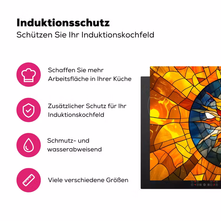 Mozaïek - Zon - Geel - Cirkel Inductie beschermer vinyl 3mm klein -zzzzzzz-lf-ups