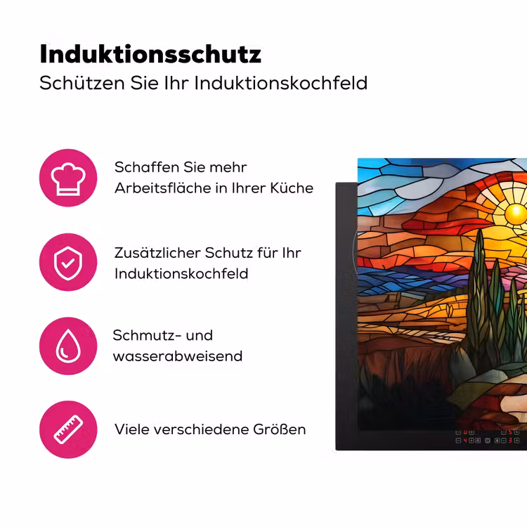 Mozaïek - Zon - Landschap - Dorp Inductie beschermer vinyl 3mm klein -zzzzzzz-lf-ups