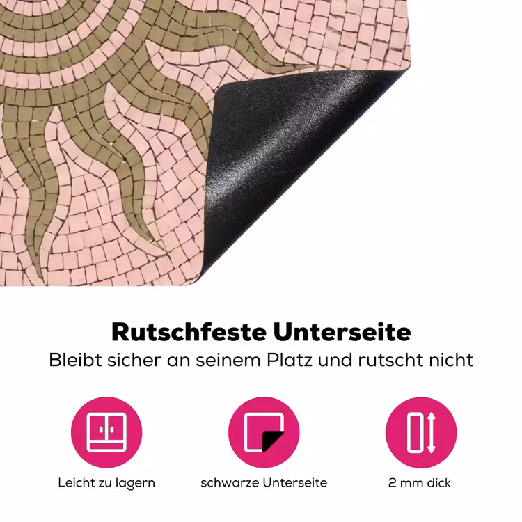 Mozaïek - Zon - Patroon - Klassiek - Roze Inductie beschermer vinyl 3mm middel -zzzzzzz-lf-onderkant