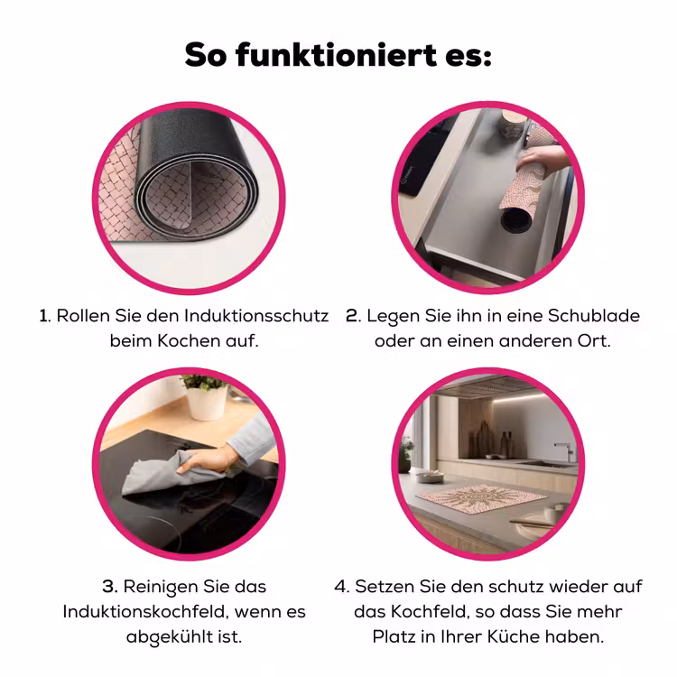 Mozaïek - Zon - Patroon - Klassiek - Roze Inductie beschermer vinyl 3mm middel -zzzzzzz-lf-werking