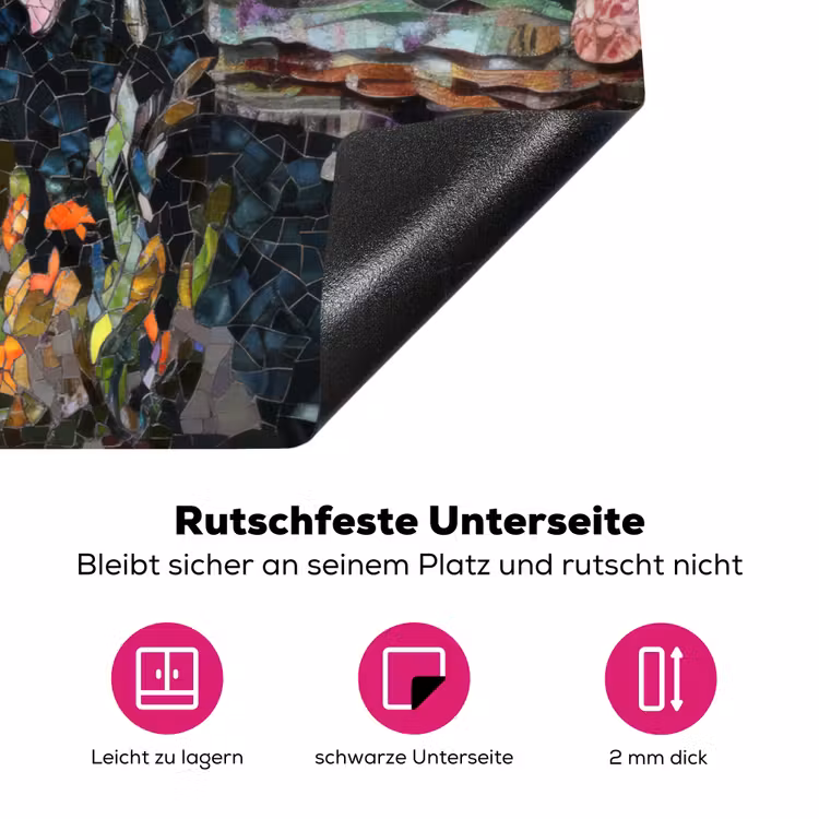 Mozaïek - Walvis - Koraal - Water Inductie beschermer vinyl 3mm klein -zzzzzzz-lf-onderkant