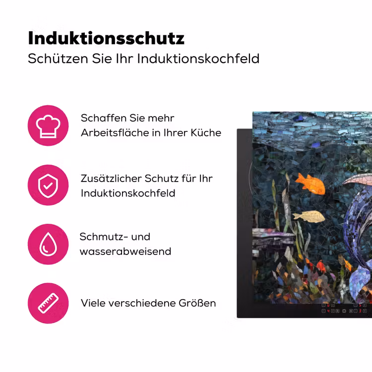 Mozaïek - Walvis - Koraal - Water Inductie beschermer vinyl 3mm klein -zzzzzzz-lf-ups