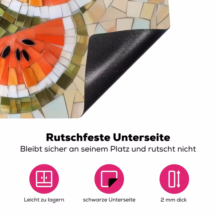 Mozaïek - Watermeloen - Rood - Pitten Inductie beschermer vinyl 3mm klein -zzzzzzz-lf-onderkant