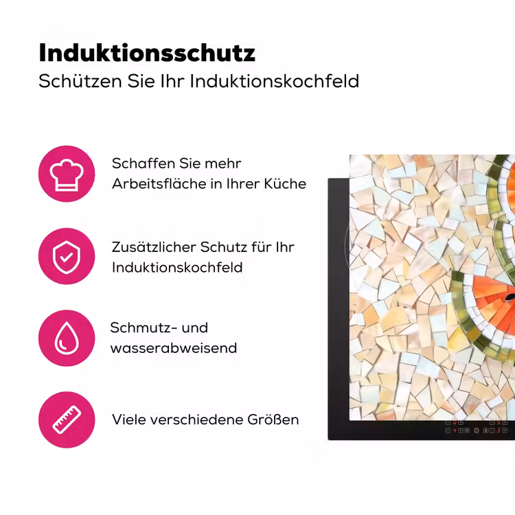 Mozaïek - Watermeloen - Rood - Pitten Inductie beschermer vinyl 3mm klein -zzzzzzz-lf-ups