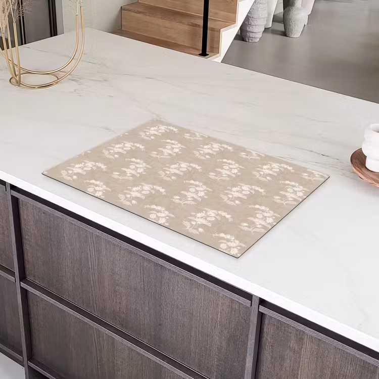 Motief - Beige - Linnen Inductie beschermer vinyl 3mm klein 276 -sfeer8
