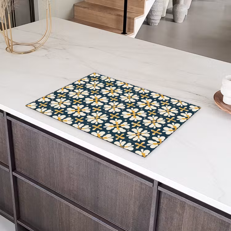 Motief - Tegel - Okergeel Inductie beschermer vinyl 3mm klein 276 -sfeer8