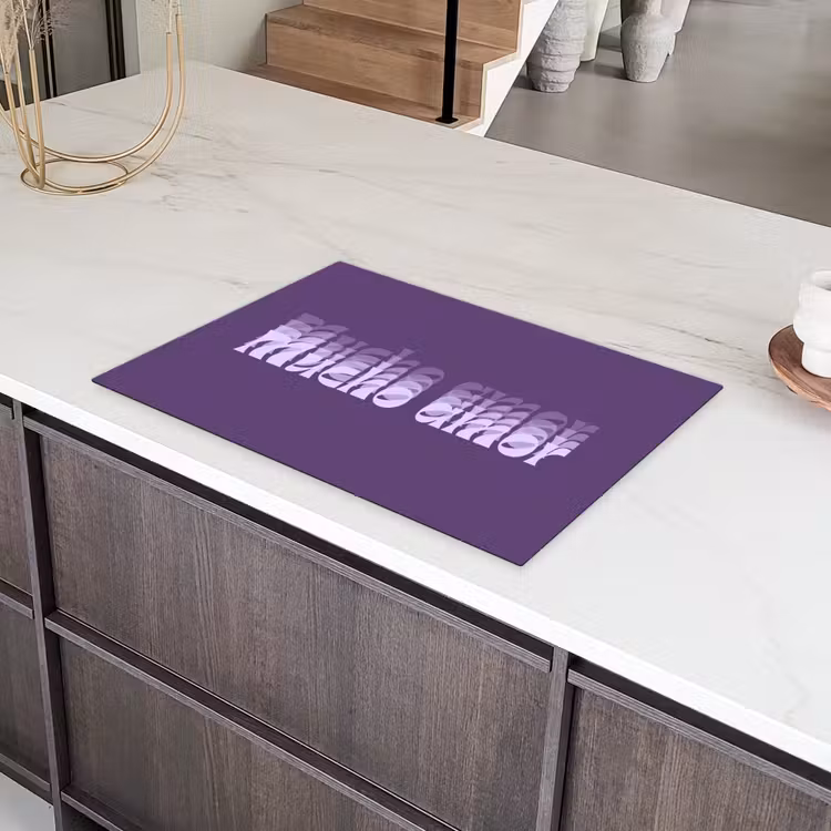 Mucho amor - Paars - Grafisch Inductie beschermer vinyl 3mm klein -sfeer8