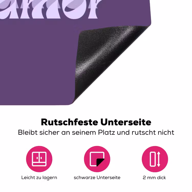 Mucho amor - Paars - Grafisch Inductie beschermer vinyl 3mm klein -zzzzzzz-lf-onderkant