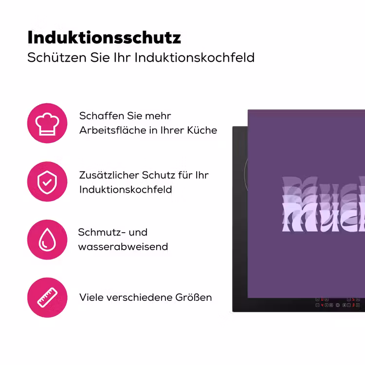 Mucho amor - Paars - Grafisch Inductie beschermer vinyl 3mm klein -zzzzzzz-lf-ups