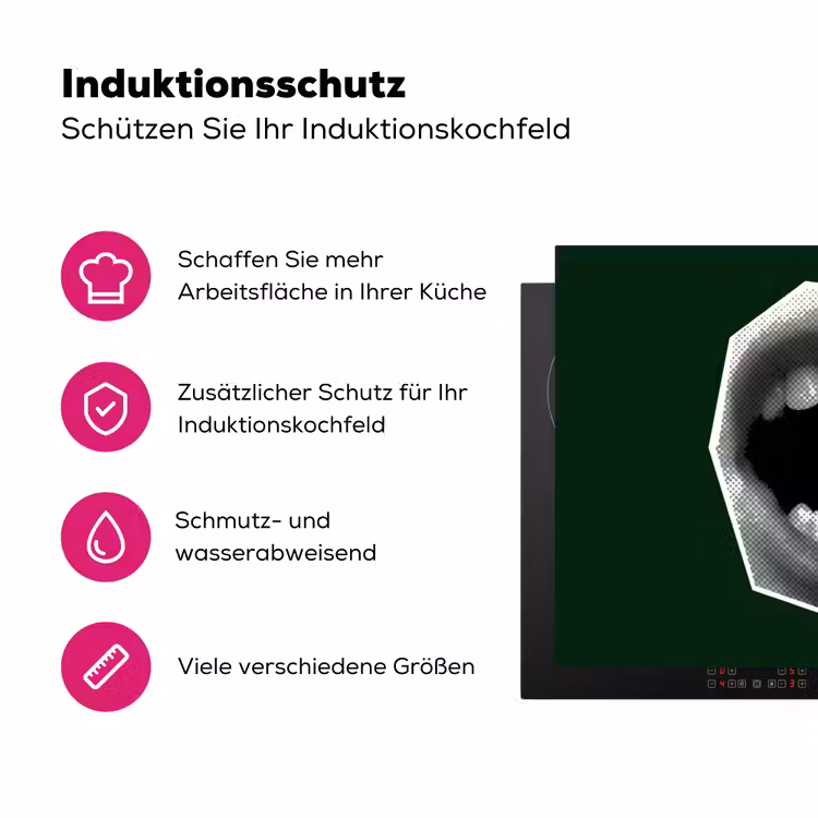 Mond - Groen - Illustratie - BLAH BLAH Inductie beschermer vinyl 3mm klein -zzzzzzz-lf-ups