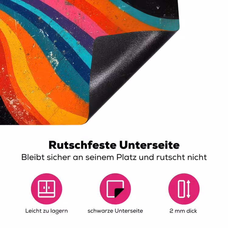 Mond - Golven - Regenboog Inductie beschermer vinyl 3mm klein -zzzzzzz-lf-onderkant