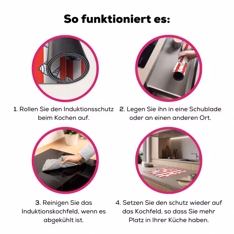 Schelp - Zeedieren - Zomer - Illustratie - Rood - Blauw Inductie beschermer vinyl 3mm middel -zzzzzzz-lf-werking