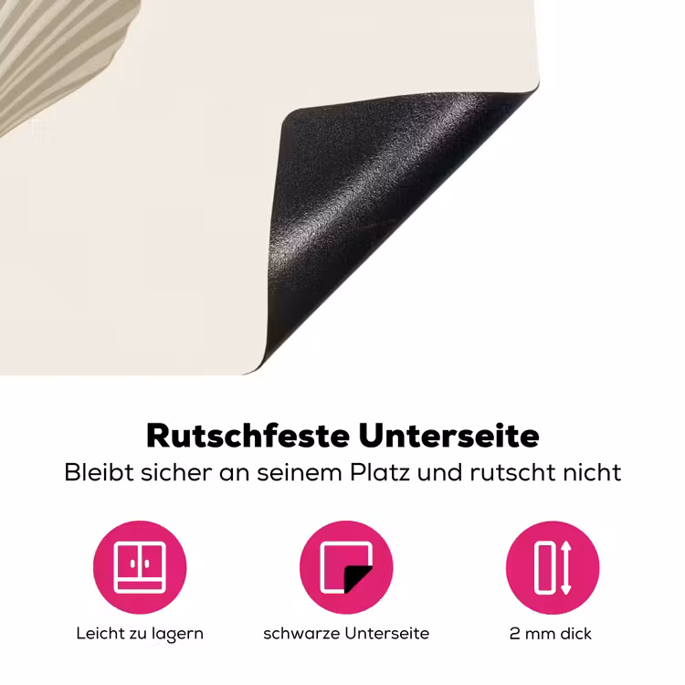 Schelp - Minimalistisch - Wit Inductie beschermer vinyl 3mm klein -zzzzzzz-lf-onderkant