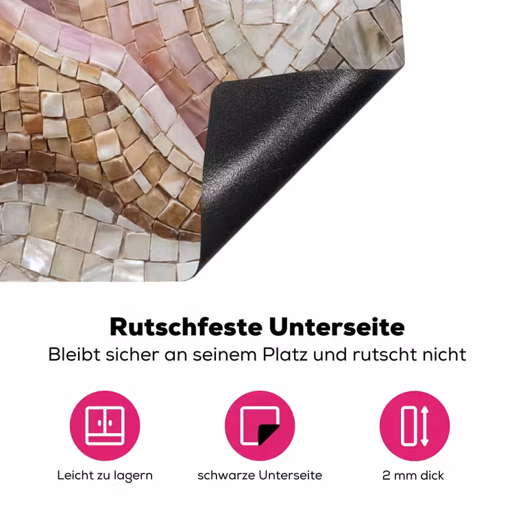 Schelp - Mozaïek - Zee - Beige - Modern Inductie beschermer vinyl 3mm middel -zzzzzzz-lf-onderkant