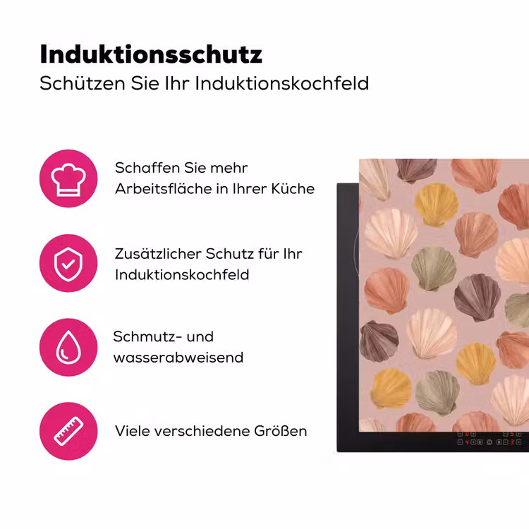 Schelp - Patroon - Zee - Aquarel - Aardetinten Inductie beschermer vinyl 3mm klein -zzzzzzz-lf-ups