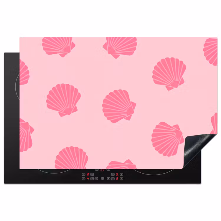 Schelp - Patroon - Zee - Modern - Roze Inductie beschermer vinyl 3mm klein -3d
