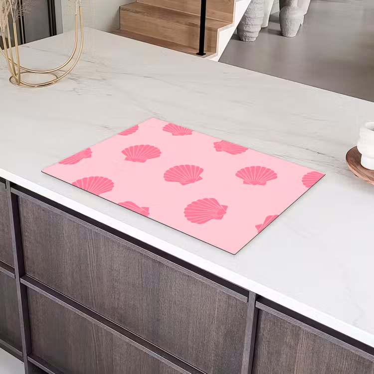 Schelp - Patroon - Zee - Modern - Roze Inductie beschermer vinyl 3mm klein -sfeer8
