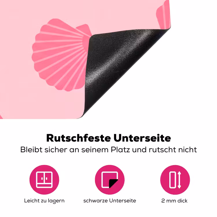 Schelp - Patroon - Zee - Modern - Roze Inductie beschermer vinyl 3mm klein -zzzzzzz-lf-onderkant