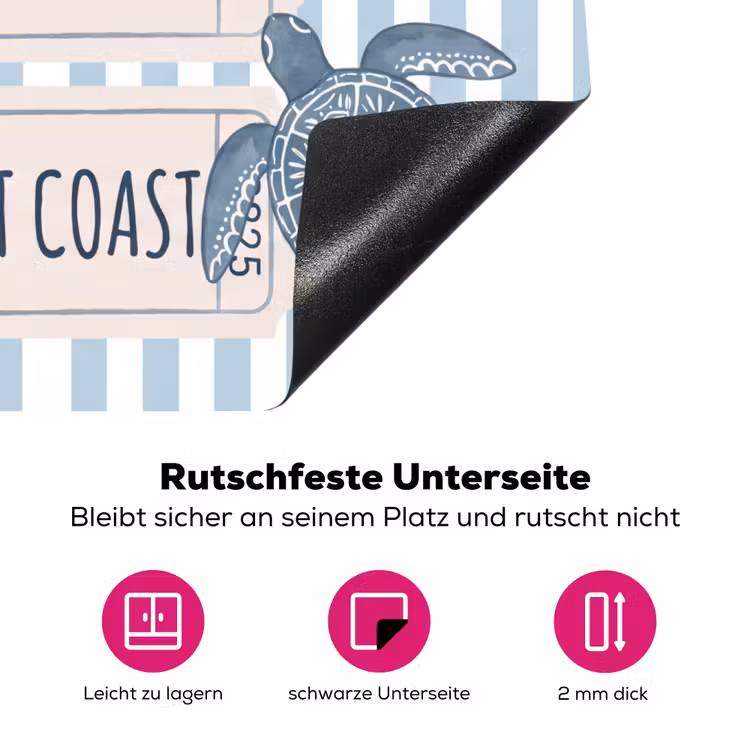 Schelp - Oceaan - Kust - Blauw - Illustratie Inductie beschermer vinyl 3mm middel -zzzzzzz-lf-onderkant