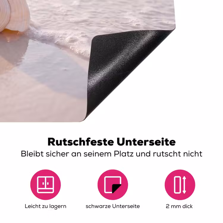 Zeeschelp - Strand - Zee - Natuur - Beige Inductie beschermer vinyl 3mm middel -zzzzzzz-lf-onderkant