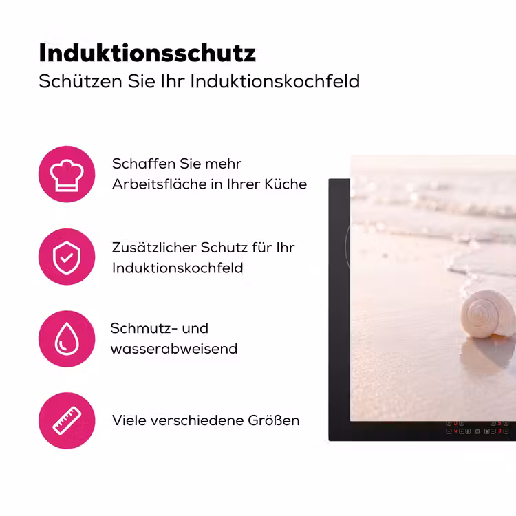 Zeeschelp - Strand - Zee - Natuur - Beige Inductie beschermer vinyl 3mm middel -zzzzzzz-lf-ups