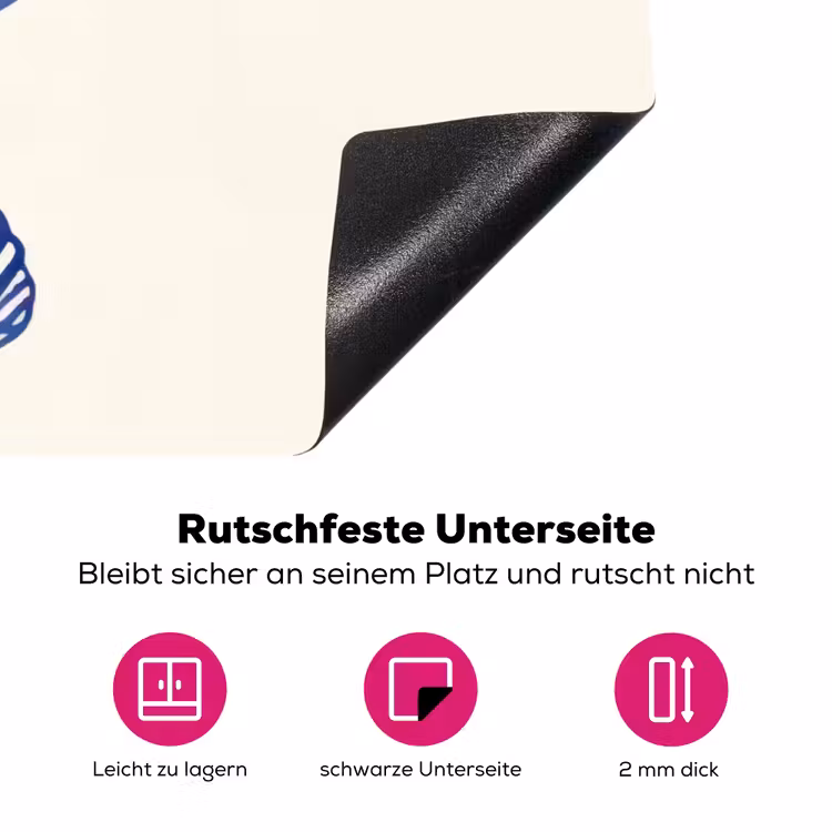 Schelpen - Blauw - Patroon Inductie beschermer vinyl 3mm klein -zzzzzzz-lf-onderkant
