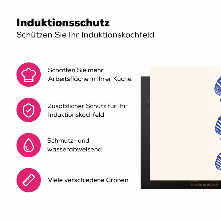 Schelpen - Blauw - Patroon Inductie beschermer vinyl 3mm klein -zzzzzzz-lf-ups