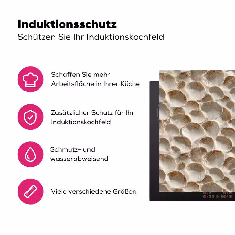 Schelpen - Waaiervorm - Wit Inductie beschermer vinyl 3mm klein 276 -zzzzzzz-lf-ups