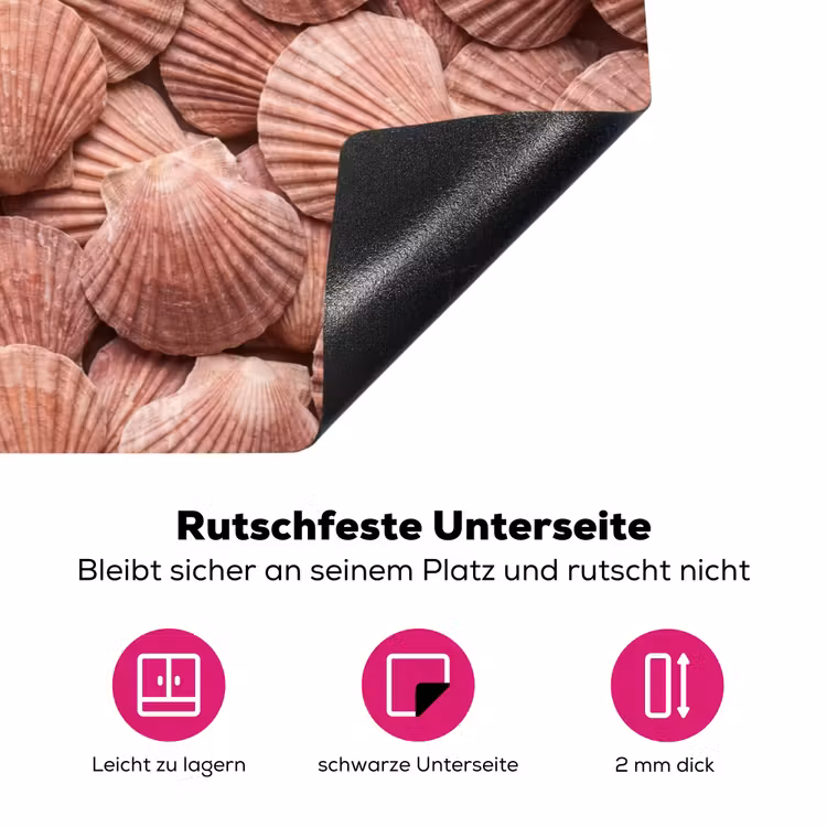 Schelpen - Patroon - Roze Inductie beschermer vinyl 3mm klein -zzzzzzz-lf-onderkant