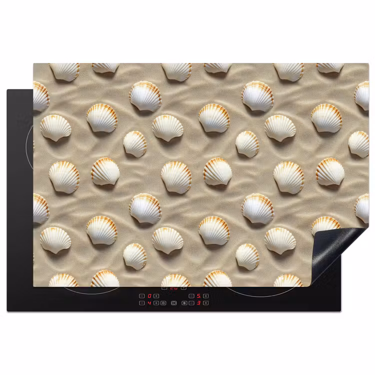 Schelpen - Zand - Maritiem Inductie beschermer vinyl 3mm klein 276 -3d