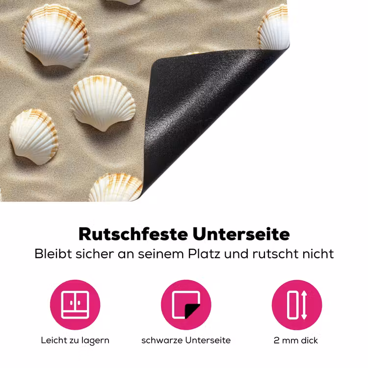 Schelpen - Zand - Maritiem Inductie beschermer vinyl 3mm klein 276 -zzzzzzz-lf-onderkant