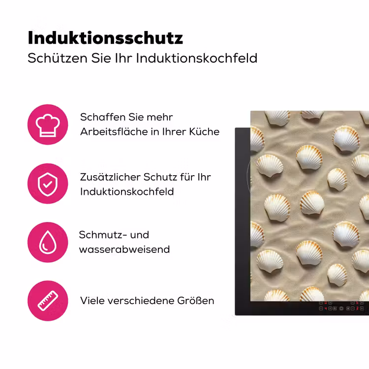 Schelpen - Zand - Maritiem Inductie beschermer vinyl 3mm klein 276 -zzzzzzz-lf-ups