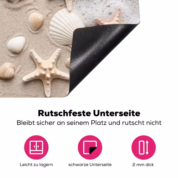 Schelpen - Zeesterren - Strand Inductie beschermer vinyl 3mm klein -zzzzzzz-lf-onderkant