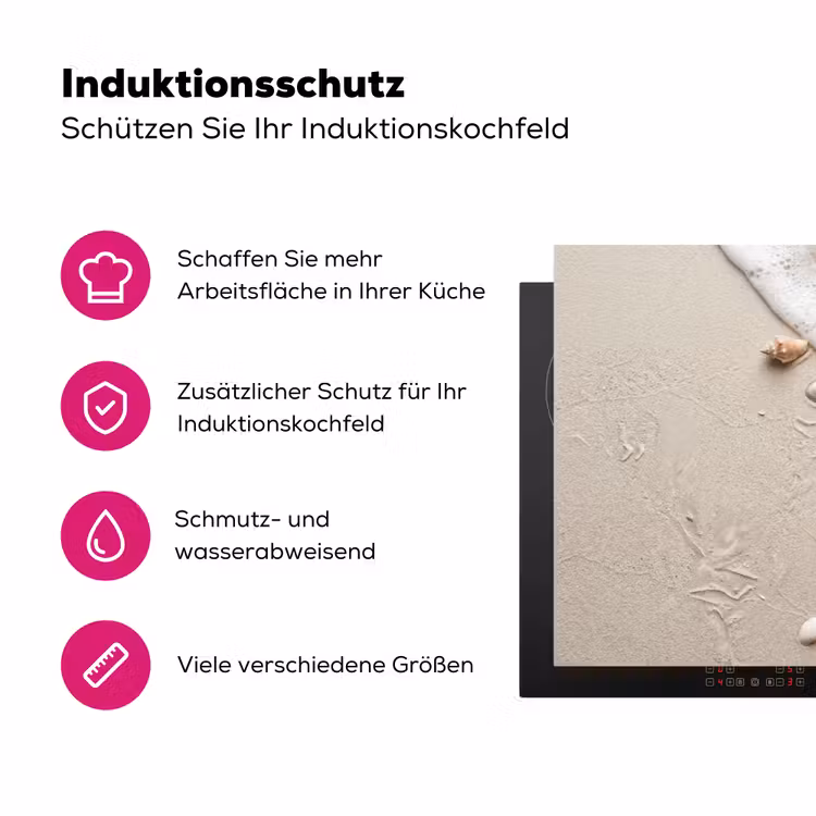Schelpen - Zeesterren - Strand Inductie beschermer vinyl 3mm klein -zzzzzzz-lf-ups