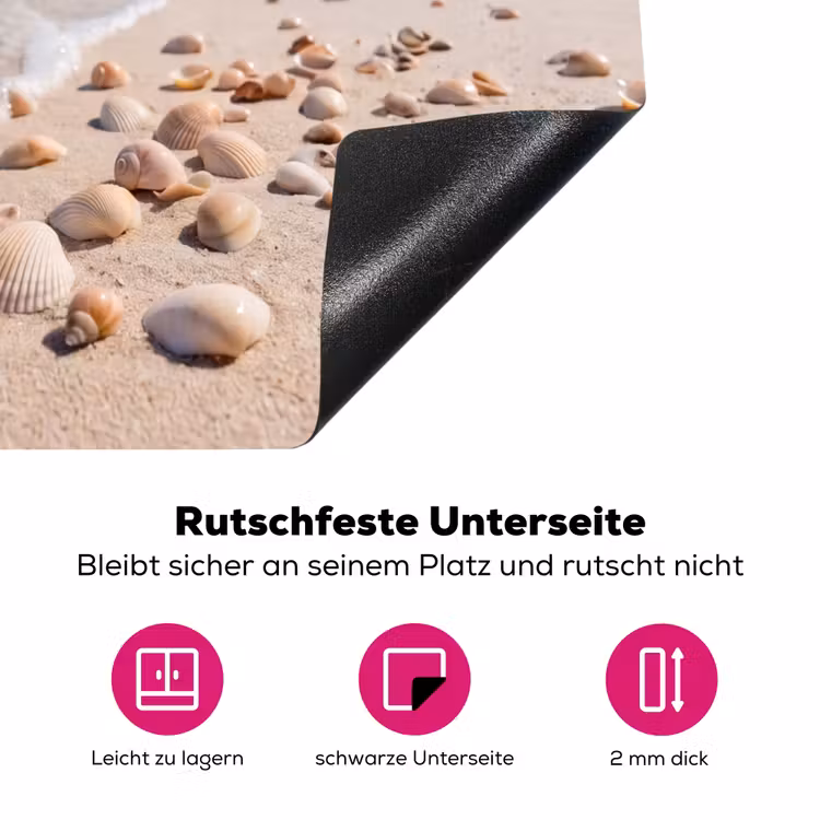 Schelpen - Strand - Natuur - Beige Inductie beschermer vinyl 3mm middel -zzzzzzz-lf-onderkant